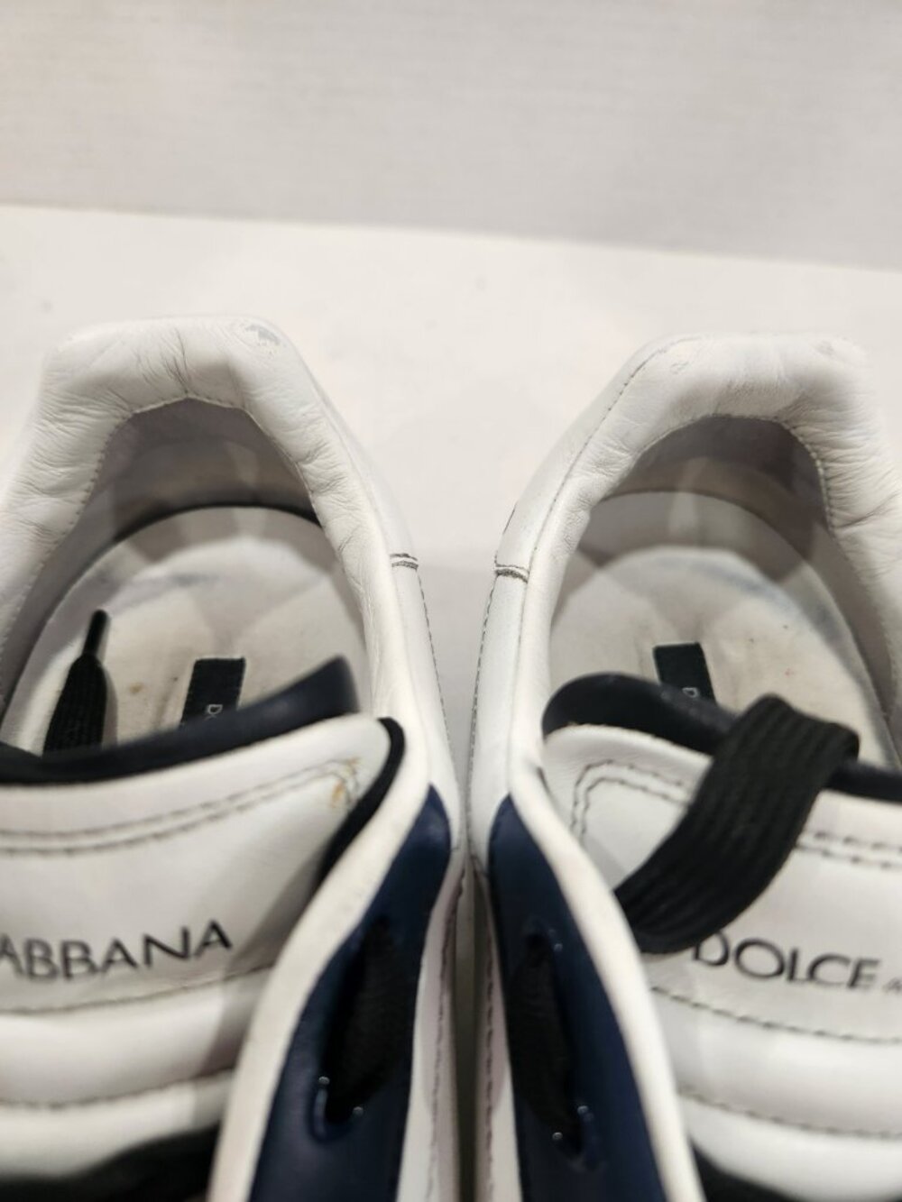 Vintage Dolce & Gabbana Sneakers Mens 7.5 White Blue Leather Crown Milano - Picture 7 of 12